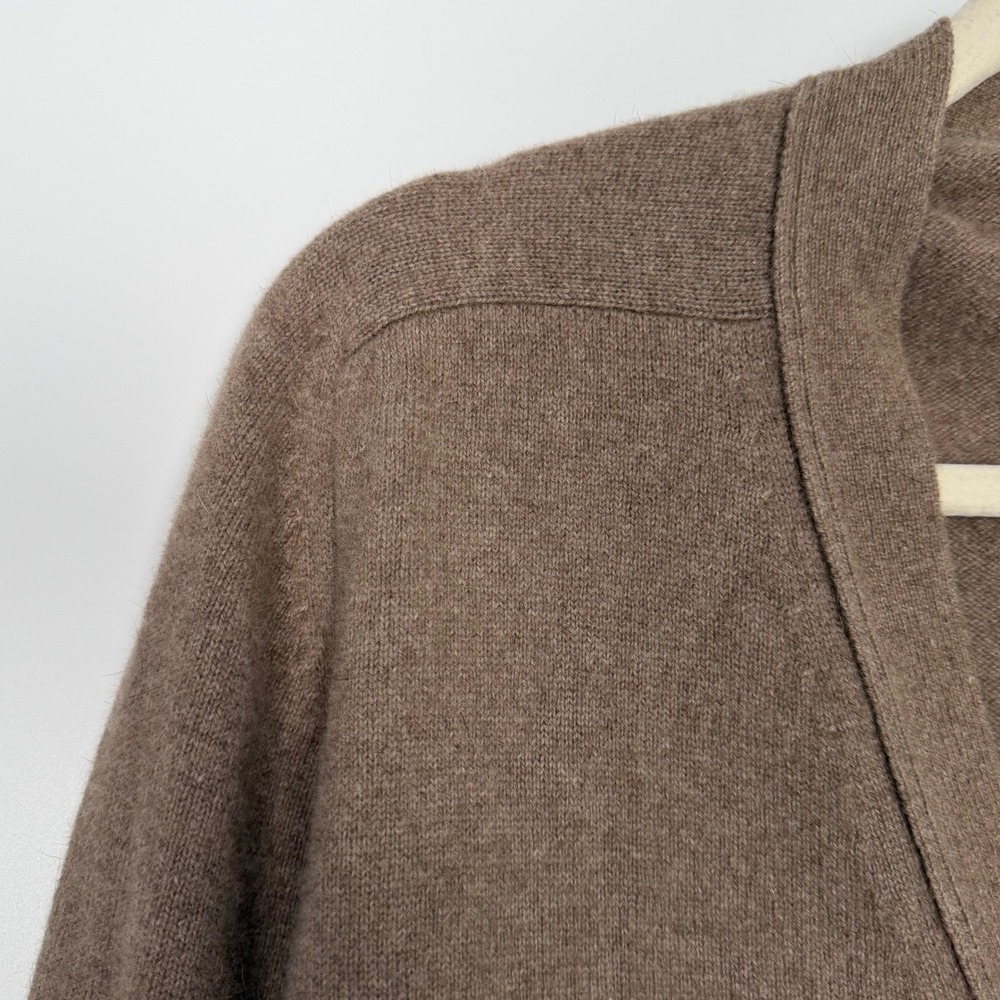 L.L.Bean Mink & Merino Wool Cardigan Medium Brown V-Neck Button Quiet Luxury - Picture 4 of 10